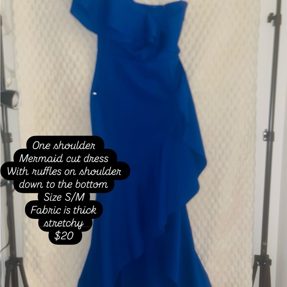 Elegant Blue One-Shoulder Dress